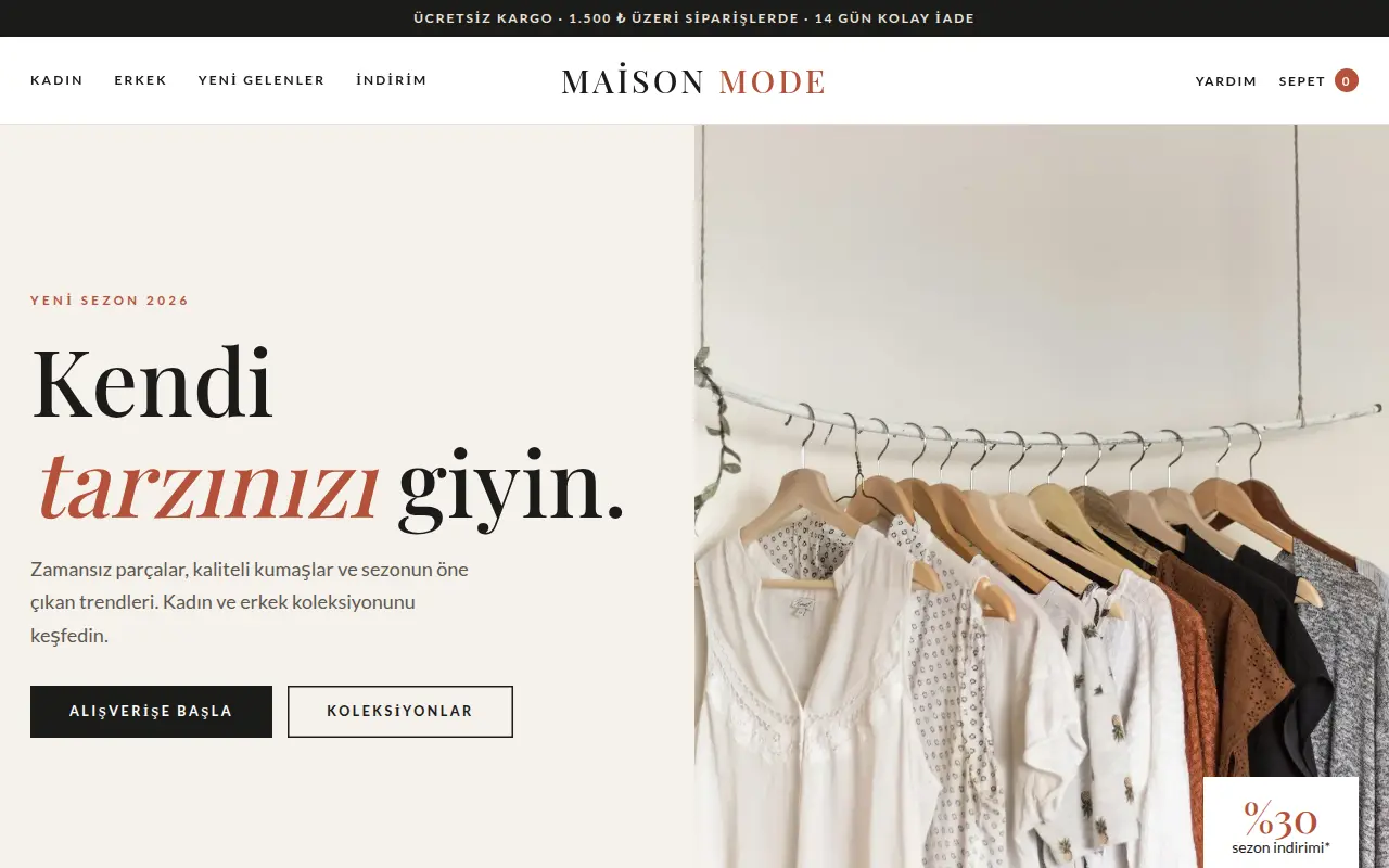 Giyim E-Ticaret Web Sitesi — Maison Mode